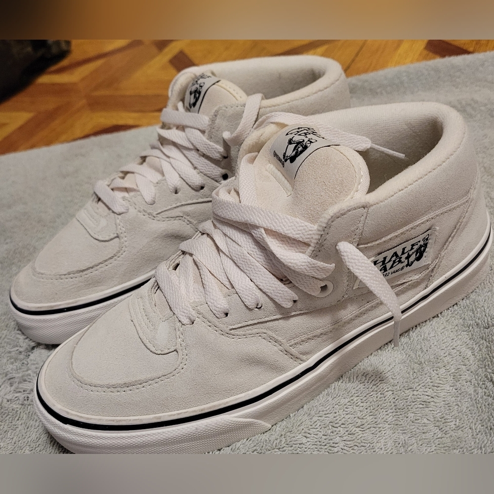 Vans Popcush Skate Half Cab Daz White/White Men's Classic Skate Shoes Size 6.5